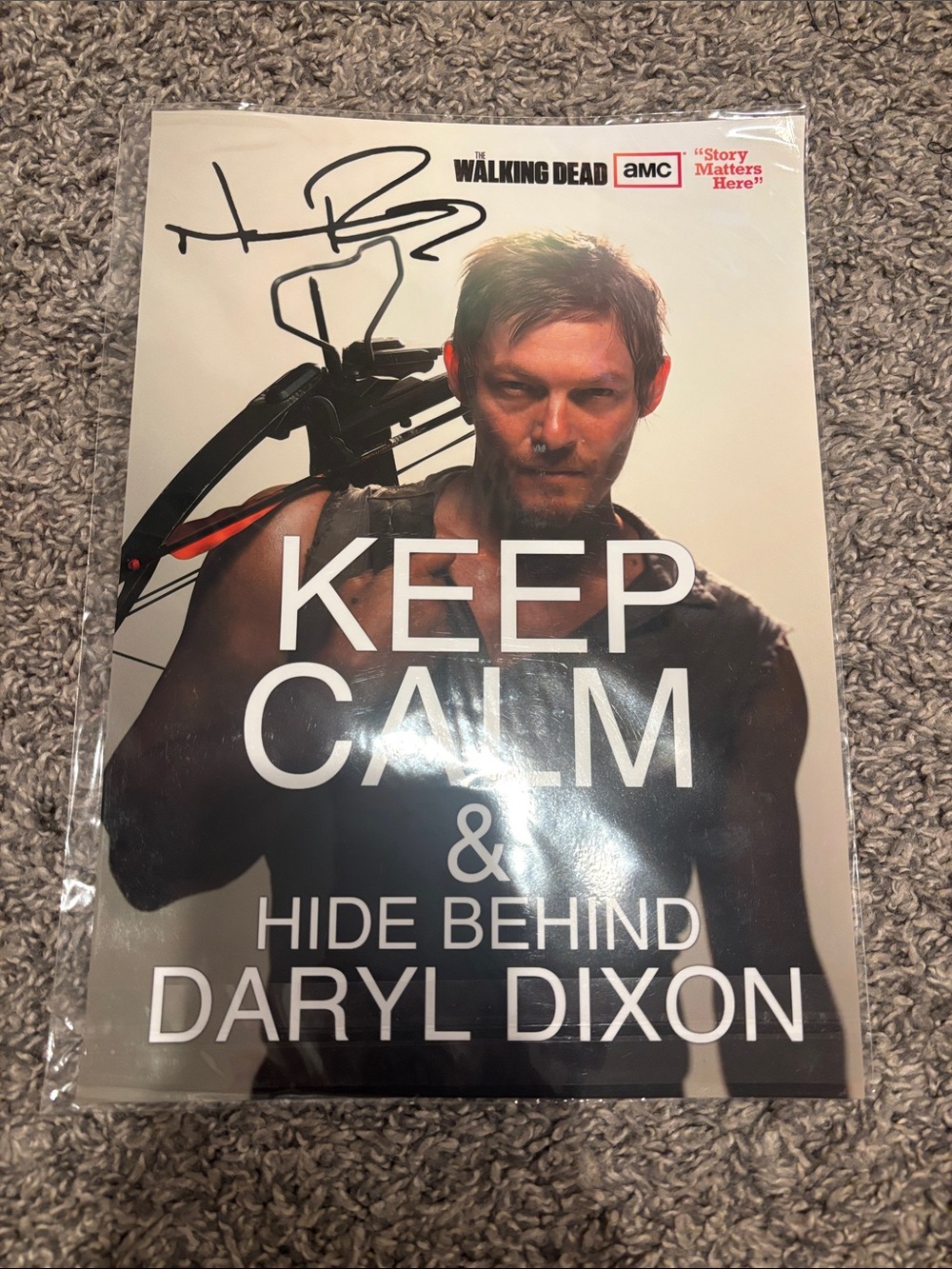 The Walking Dead "Keep Calm & Hide Behind Daryl Dixon" Poster - Black/White